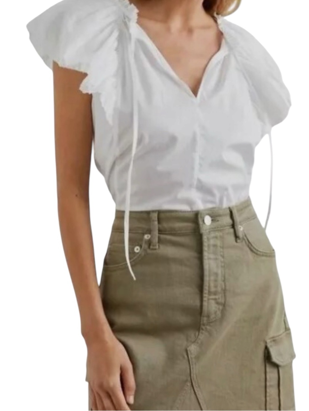RAILS Kayrysa White Ruffle Sleeve Top — Classic Summer Staple Size Small NWT